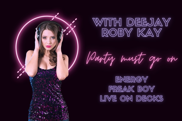 Frau mit Werbetext DEEJAY ROBY KAY